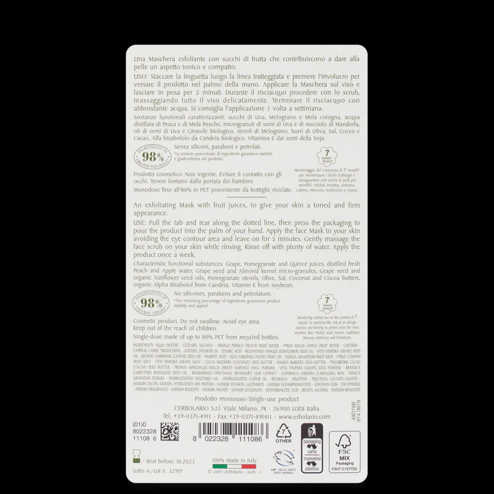Maschera Scrub Viso Ristrutturante I Colori dell'Orto